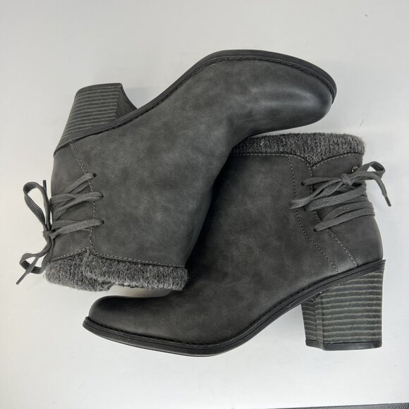 Roxy Dakota Boots Womens Size 10 Gray Booties Faux Leather Fur Lined Heels - Picture 7 of 9